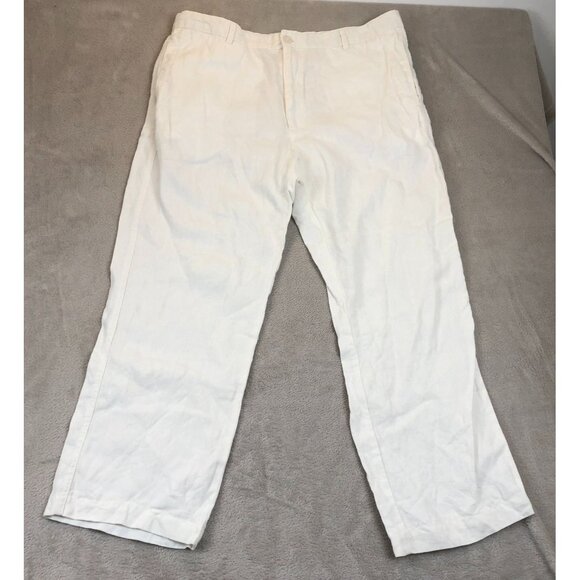 Island Importer Mens 100% Linen Trousers Size 38 White Straight Casual Beach - Picture 10 of 10